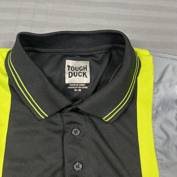 Tough Duck Polo Shirt Mens Medium Black Hi-Vis Reflective Safety Workwear Tape - Picture 3 of 10